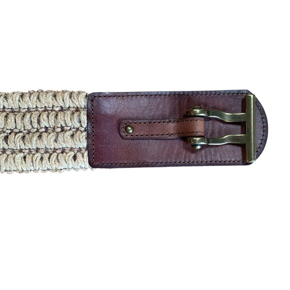 Fossil Leather & Macrame Stretch Belt with Burnished Gold Buckle Womens O/S - Picture 6 of 14